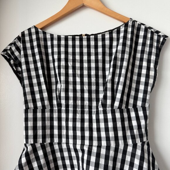Black and White Gingham Kate Spade Fiorella Fit-and-Flare Dress — Sz 6 - Picture 2 of 9